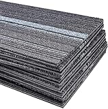 12 Stück Teppichfliesen Selbstklebend Strapazierfähiger Teppichboden - Teppichfliese 100 x 25 cm - Streifen Teppich mit Rutschhemmendem PVC-Rücken (12er-Set, Grau-Gestreift)