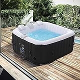 Arebos Aufblasbarer Spa | für drinnen und draußen | 4 Personen | 154x154cm | 100 Massagedüsen | Wellness Spa Heizung | Aufblasbare Massage Quadrat | 600 L