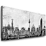 Julia-Art Leinwandbilder - 100 mal 40 cm Bild Berlin City, Skyline Wandbilder sind fertig gerahmt - Verschiedene Motive - Kunstdrucke XXL Panorama Be-01-12