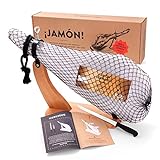 Jamon-Box Nr. 2 - Serrano-Schinken 6,5kg im Geschenk-Set mit Zubehör - 12 Monate gereifter Hinterschinken aus Spanien inklusive Schinkenständer, Schinkenmesser & Schneide-Anleitung