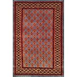 Amma Carpets Handgefertigter kleiner Teppich, Wolle, 6 x 90 cm, Blau und B