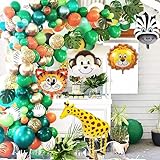 151 Stück Dschungel-Safari-Party-Ballon mit Tierballons und Palmenblättern für Kindergeburtstag, Babyparty, Dekorationen
