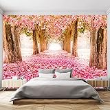murimage Fototapete Pink Wald 366 x 254 cm inklusive Kleister 3D Tapete Bäume Blüten Blumen Wohnzimmer Küche Schlafzimmer