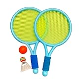 youyuan Tennisschläger Kinderschläger-Set mit 2 Tennis, 2 in 1 Badminton-Tennisschläger Outdoor-Strand-Strand-Tennis-Set Gartenspiele (Mit Rutschfester Hülle - blau)