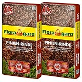 Floragard Mulch Pinienrinde 25-40 mm 2x60 L • grob • dekorativer Bodenbelag • unterdrückt Unkrautwuchs • naturbelassen • für mediterranes Flair • 120 L, erdfarben, 114883