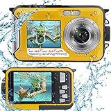 Unterwasserkamera Full HD 2.7K 48MP Unterwasser Kamera zum Schnorcheln wasserdichte Digitalkamera mit Zwei Bildschirmen, Selbstauslöser und 16-fachem Digitalzoom
