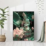 Diamond Painting Zen Diamant Painting Bilder Set, 5D Diamond Painting Blume Diamond Painting Erwachsene DIY Runde Kristall Strass Cross Stickerei Diamond-Painting Basteln, Wandzimmer Deko 50x70cm 9-3