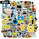 50 Stück Breaking Bad Aufkleber Laptop Telefon Gitarre Skateboard Notebook Motorrad Fahrrad Vinyl Stickers Wasserdicht Ästhetisch Horrorfilm Aufkleber für Jugendliche Kinder Erw