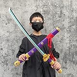 WELSAA Holzschwert Roronoa Zoro Katana Schwert, Yama Enma Anime Schwert Cosplay Requisiten Spielzeug Für Kinder, Handgefertigt Ninja Schwert Cosplay Anime Deko, 76cm (Color : Yama Enma-Purple)