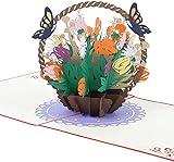 KARTENVERLIEBT - Pop Up Blumenkarte - Premium Geburtstagskarte mit buntem Blumenkorb - 3D Glückwunschkarte zum Geburtstag, Muttertag oder Hochzeitstag - handgefertigte Grußkarte mit WOW Effekt