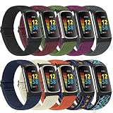 Huamanlou 10 Stück elastische Nylon-Uhrenarmbänder kompatibel mit Fitbit Charge 5 Bändern, verstellbar, dehnbar, Sport-Ersatzarmband für Fitbit Charge 5 Advanced Fitness Tracker Damen H