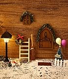 Wichteltür Weihnachten Set Weihnachtswichtel Tür Set mit 18 Zubehör Wichteltür Zubehör Laterne Weihnachtsbaum Holzleiter Wichtelbesen Teppich Miniatur Puppenstube Möbel Set Mikro Landschaft Ornament