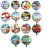 Biluer Weihnachts Luftballons 14PCS Weihnachtsballons Weihnachtsmann Aluminiumfolie Ballons Weihnachten Heliumballons für Party Weihnachtsfeier Fasching und Karneval Dekoration Spielzeug