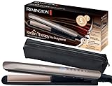 Remington Glätteisen Keratin Therapy (Hitzeschutzsensor um Haarschäden zu verringern, hochwertige Keratin-Keramikbeschichtung mit Mandelöl) Digitales Display, 160-230°C, inkl.Tasche, Haarglätter S8593