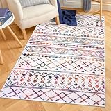 KUTA Mehrfarbiger Boho-Teppich für Wohnzimmer, marokkanisch, waschbar, Küchenteppich, rutschfest, ultraweicher Druck, geometrischer Eingangsteppich, niedriger Flor, Überwurf, Teppich für Schlafzimmer,