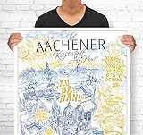 lieferlokal Stadtposter Aachen in limitierter Auflage - 70x100 cm The Aachener Poster Unikat - Wandbild mit illustriertem Stadtmotiv - Kunstdruck Poster mit Editionsnummer