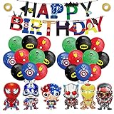 smileh Superhelden Geburtstag Deko Superheld Luftballons Avengers Alles Gute Zum Geburtstag Girlande Rächer Geburtstag Ballon für Kinder Marvel Geburtstagsfeier Deko