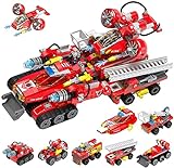 GXDHOME Technik Bausteine Spielzeug, 571 PCS Feuerwehrauto,8-in-1 STEM Pädagogisches Geschenk,Baukasten Pädagogisches Geschenk für Jungen und Mädchen,Kompatibel mit Lego