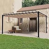 Outdoor Terrassenüberdachung Zelt mit Lamellendach 3x4m Taupe Stoff und Aluminium Event Shelter für Balkon Pavillon Festzelt für Haus & G