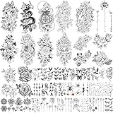 Yazhiji 49 Blatt große Blumen Sammlung wasserdichte temporäre Tattoos dauerhafte gefälschte Tattoos für Frauen und Mädchen