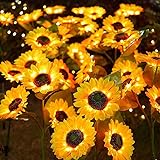 Instatrend 2 Stück Solar-Sonnenblumen-Blumen-Lichter, für den Außenbereich, Gartendekoration, mit 6 wasserdichten Solar-Blumen-Lichtern