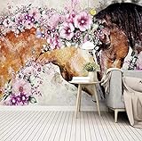 Benutzerdefinierte 3D Wandbild Tapete Handgemalte Kreative Blumen Pferd Kunst Wandmalerei Moderne Schlafzimmer Dekor Fototapeten Wohnkultur*250cmx175cm(98.4x68.9inch)