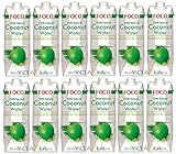 12er-Pack FOCO Pures Kokosnusswasser [ 12x 1 Liter ] Coconut Water 100% Natural + ein kleines Glückspüppchen - Holzpüppchen