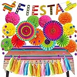 ZERODECO Fiesta Party Dekoration, Papier Pompom Aufhängen Fächer für Mexikanische festliche Cinco De Mayo Party Gefälligkeiten (Mexiko Tischdecke)