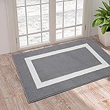 Homaxy Fußmatte Waschbar Fussmatte Innen rutschfeste Schmutzfangmatte Türmatte Eingangsteppich für Haustür, Innen und Außen – 80 x 120 cm, Grau
