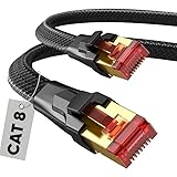 SNOWKIDS Cat 8 LAN kabel 3m, 40Gbps LAN Kabel Hochgeschwindigkeits 2000MHz S/FTP Ethernet Kabel Gigabit RJ45 Nylon geflochtener Vergoldeter Patchkabel für PS5/4 Router Modem TV Switch Laptop