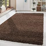 HomebyHome Shaggy Teppich Wohnzimmer 160 x 230 cm - Shaggy Teppich Hochflor Braun Extra Weich und Flauschig - Waschbarer Langflor Teppiche für Schlafzimmer, Küche, Flur - Carpet, Halı,