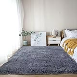 ZOUSANG Flauschige Batik-Teppiche für die Schlafzimmerdekoration, Moderne Heimbodenmatte, groß, waschbar, Nordica im Wohnzimmer, weicher, weißer, zotteliger Teppich, 39 x 63 Zoll/100 x 160 cm