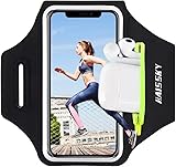Sportarmband Handytasche Running Armband für iPhone 11/11 Pro/XR/XS/8/7/6S, Samsung Galaxy A50s/A30s/S10/S9/S8, Huawei Mate 30 Pro/P30/P20, bis zu 6,9', Touch ID, Armband mit Kopfhörer Unterstützung