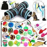 JOYBOY Katzenspielzeug mit katzentunnel, Spielzeug,3-Wege Pet Play Tunnel Tube für Kätzchen,Spielzeugmäuse Spielzeug Variety Pack für Kitty