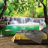 murimage Fototapete Wasserfall 3D 366 x 254cm inklusive Kleister Wald Tapete Bambus Thailand Wohnzimmer Schlafzimmer Küche