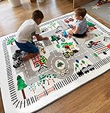 Kinderteppich Kinderzimmer, Stadtleben,ideal zum Spielen mit Autos, für Schlafzimmer, Spielzimmer, Teppich, weich, groß, 150x195 cm