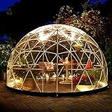 Gewächshaus Gartenkuppel Iglu, 3,6 x 2,2 m, PVC-Kuppelzelte, wetterfest, Gewächshaus, Garten, Blasenzelt mit 2 x 10 m Lichterketten, transparente Hülsenabdeckung, Kuppelkuppel, Geodätisches Kit fü