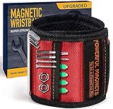 Geschenke Adventskalender Männer Magnetisches Armband, Magnetarmband Magnetische Armbänder Handwerker Geschenke mit 15 kraftvollen Magneten für Halteschrauben, Geschenke für Männer (Schwarz)