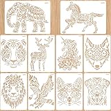 10 Stück Schablonen zum Malen, 29 * 21cm Tiermalerei Schablone, Tiere Malschablonen, Wiederverwendbare Stencil Schablonen Waschbar für Scrapbooking Fotoalbum DIY Geschenkkarten Geschenk