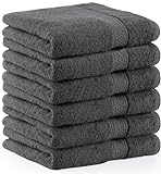 Utopia Towels - 6er Pack Frottee handtücher 50x100 cm mit Aufhängeschlaufe, mittelgroße Handtücher 100% Baumwolle weich und saugfähig Handtücher Set (Grau)