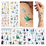 Frozen und Prinzessin Temporäre Tattoos für Kinder,8 Blätter Gefroren Temporary Tattoo Stickers für Jungen und Mädchen Geburtstagsparty