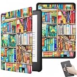 Schutzhülle für Kindle Paperwhite 6,8 Zoll (11. Generation, 2021), Schutzhülle aus Leder mit automatischer Schlaf-/Wachfunktion und Handriemen, nicht kompatibel mit Kobo eReadern, bunte Reg