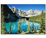 Paul Sinus Art Leinwandbilder | Bilder Leinwand 120x80cm kanadische Berge um einen Fluss
