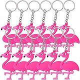 TE-Trend 12 Stück Schlüsselanhänger Flamingo Anhänger Deko Vogel Wasservogel Kette Ring Handy Keychain Rainbow Mädchen Geburtstag Mitgebsel rosa