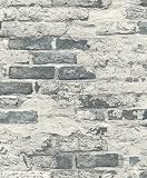 Grandeco Vliestapete Bruchstein Mauer Klinker Ziegelstein bricks grau weiß A58102 Asp