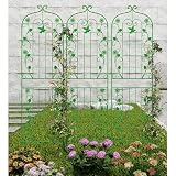 Metall-Garten-Rankgitter für Kletterpflanzen, 3 Stück, 210 x 50 cm, Wand-Kletterpflanzen-Stützrahmen, großes Pflanzengitter für Outdoor-Blumen, Rasen, Hinterhof, Dekoration, Grün, 1,8 x 5,1