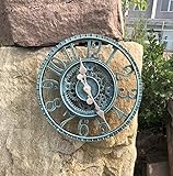KUNY Outdoor Grosse Retro Gartenuhr Wetterfest, Badezimmeruhr Groß Vintage Dekorativ Ornament Wanduhr mit ohne TickgeräUsche Moderne Uhr