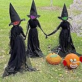 Halloween-Hexen-Dekorationen, 3 Stück, beleuchtete Hände, schreiende Hexen mit Pfählen, geräuschaktivierter Sensor, schreiende Hexen für Zuhause, Rasen, Hof, Party-Dekoration