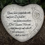 DynaBliss Herz Grabdekoration mit Inschrift - Ganz leise gingst du von Uns Fort. Du fehlst an jedem einzelnen Ort. Durchmesser 18cm
