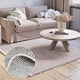 MY-RUG Wollteppich Natur 150 x 80 cm, Roshni, Creme, grau, beige, handgewebt, Naturprodukt, Teppich flach gewebt aus W